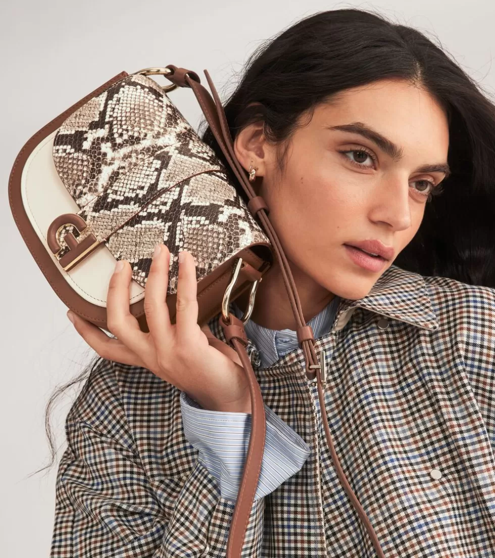 Cole Haan CROSSBODY BAGS | CROSSBODY BAGS^Essential Mini Saddle SnakePrint-Sand-DarkCuoioBrown