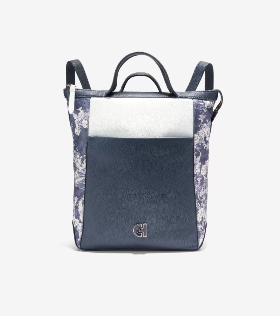 Cole Haan BACKPACKS^Grand Ambition Small Convertible Luxe Backpack ToileAngelPrint-NavyBlue-OpticWhite