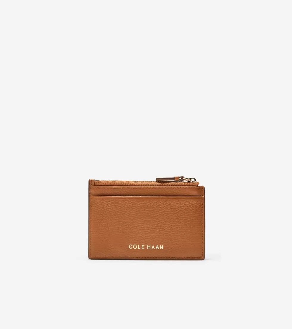 Cole Haan WALLETS & WRISTLETS | WALLETS & WRISTLETS^GRANDSERIES Card Case with Zip BritishTanPebbledLeather