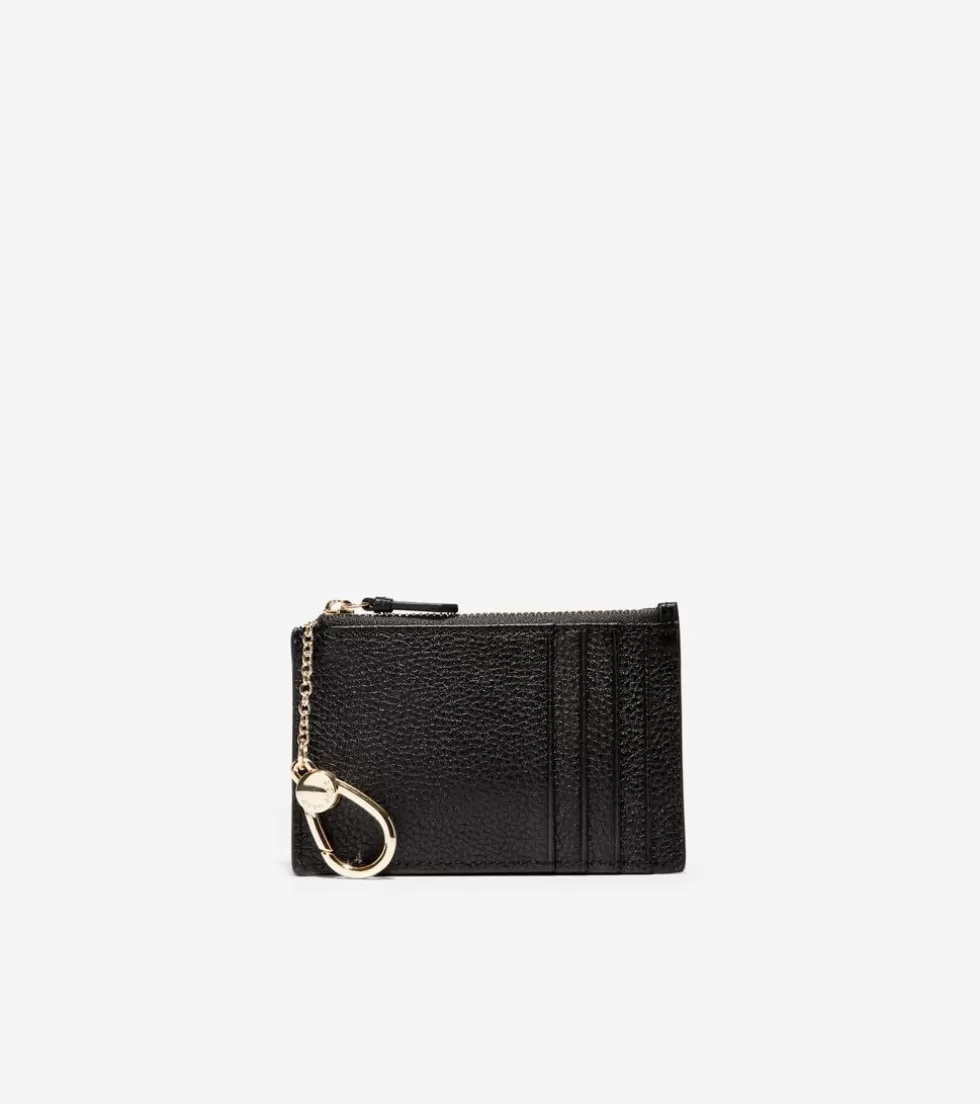 Cole Haan WALLETS & WRISTLETS | WALLETS & WRISTLETS^GRANDSERIES Card Case with Zip BlackPebbledLeather