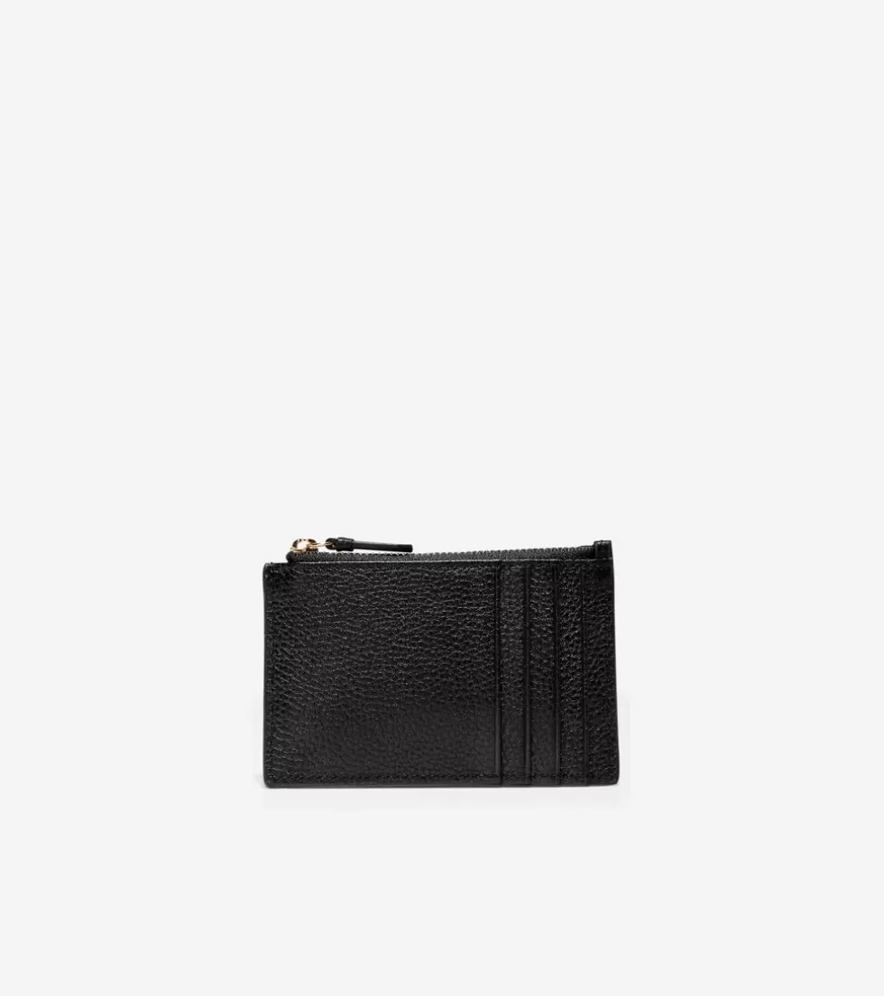 Cole Haan WALLETS & WRISTLETS | WALLETS & WRISTLETS^GRANDSERIES Card Case with Zip BlackPebbledLeather