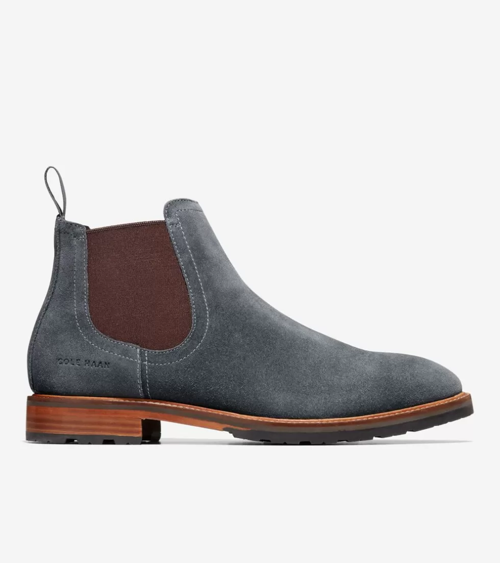 Cole Haan BOOTS^Men's Berkshire Lug Water-Resistant Chelsea Boot TurbulenceSuede-Natural