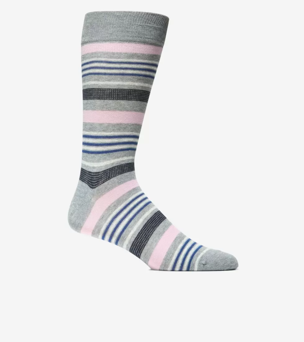 Cole Haan SOCKS | SOCKS^Men's Birdseye Stripe Dress Crew Socks MediumGrayHeather