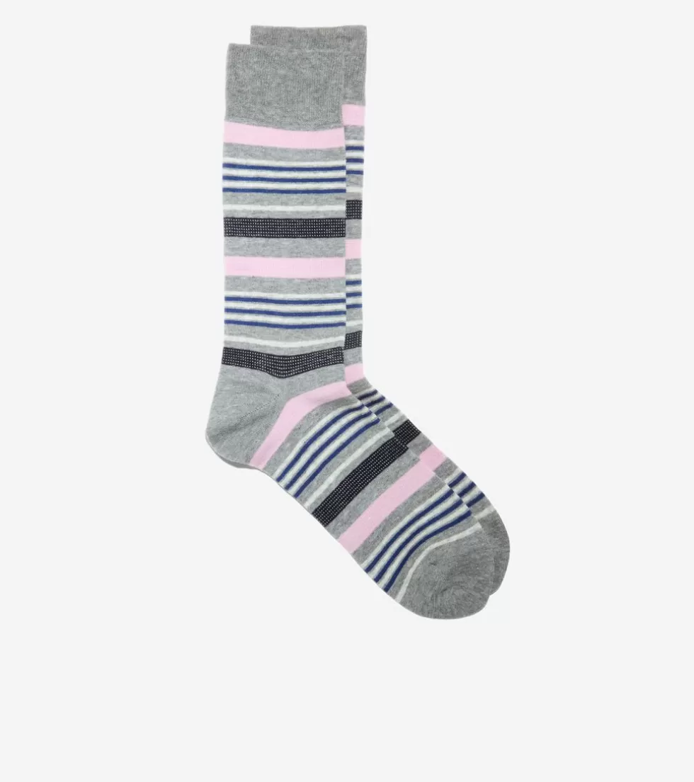 Cole Haan SOCKS | SOCKS^Men's Birdseye Stripe Dress Crew Socks MediumGrayHeather