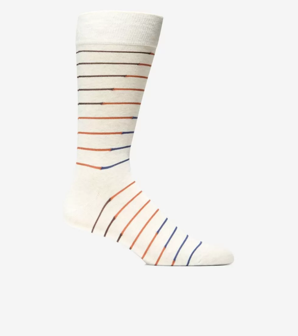 Cole Haan SOCKS | SOCKS^Men's Broken Stripe Dress Crew Socks OatmealHeather