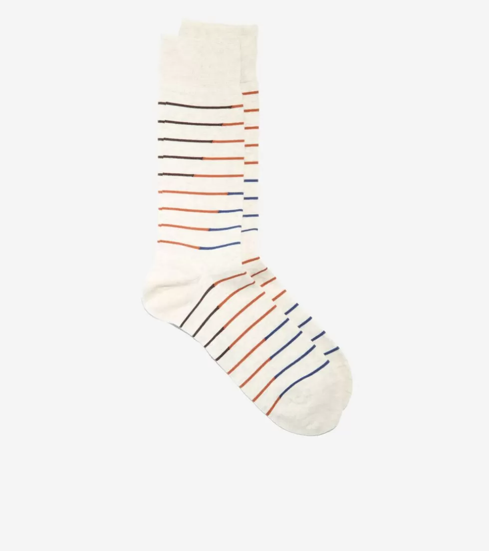 Cole Haan SOCKS | SOCKS^Men's Broken Stripe Dress Crew Socks OatmealHeather