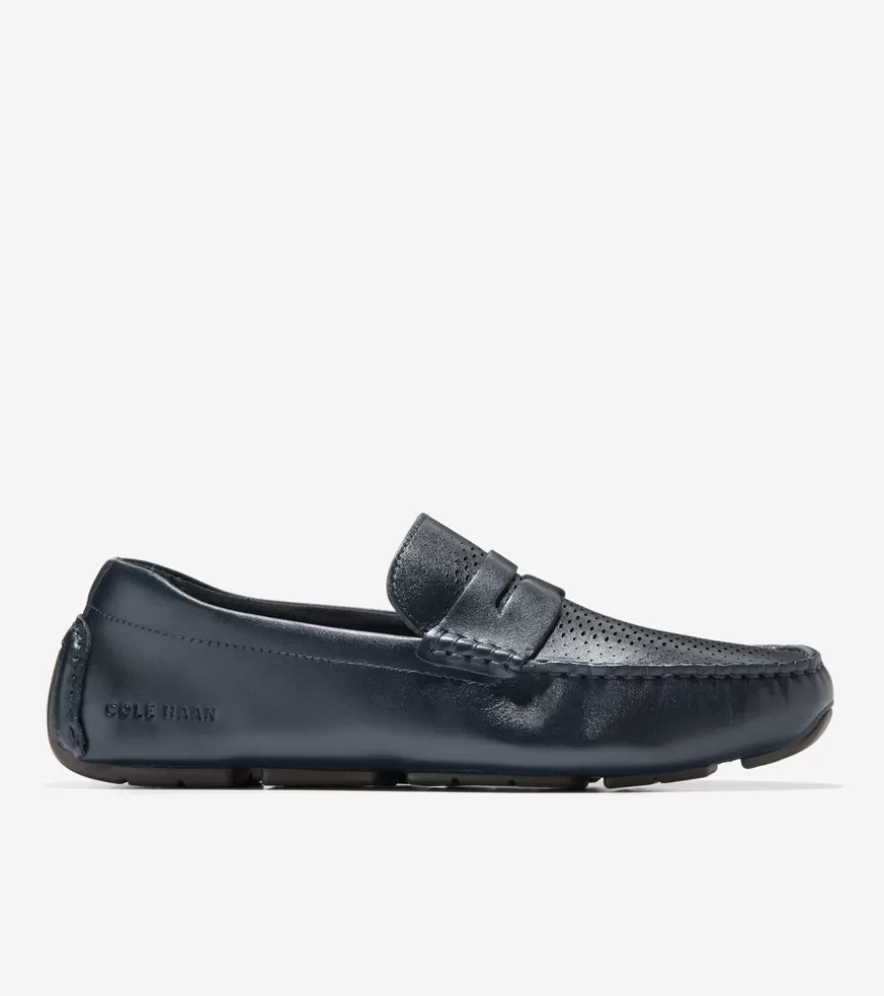Cole Haan DRESS SHOES | LOAFERS & DRIVERS^Men's Grand Laser Penny Drivers NavyBlazer-DarkChocolate