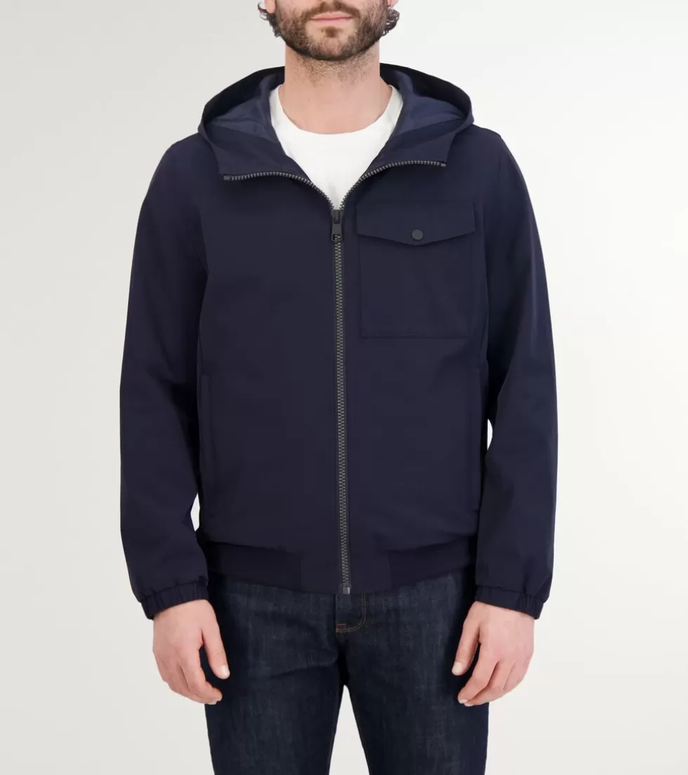 Cole Haan RAIN JACKETS | COATS & JACKETS^Men's Hooded Jacket with Rib Hem Ink