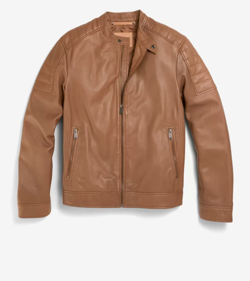 Cole Haan SUEDE & LEATHER JACKETS | COATS & JACKETS^Men's Leather Racer Jacket Camel
