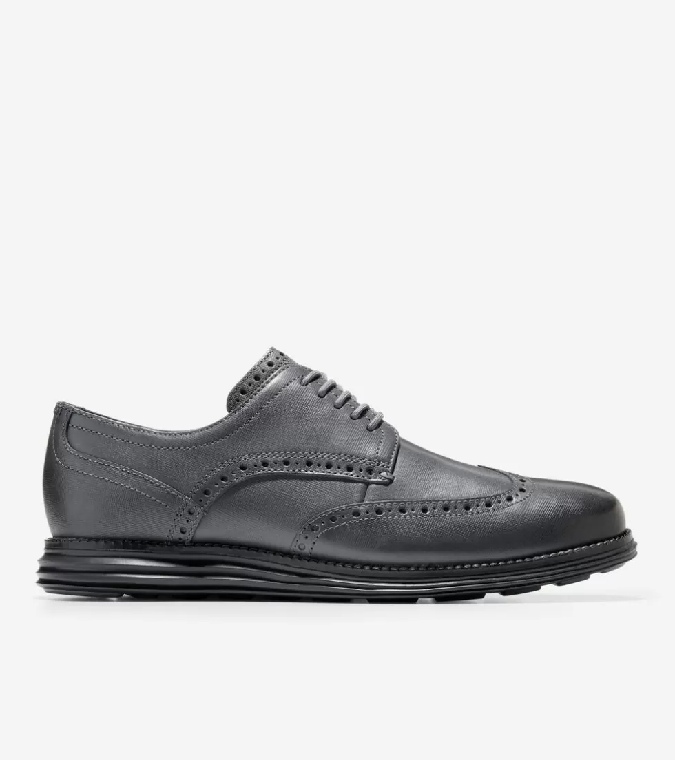 Cole Haan DRESS SHOES | OXFORDS^Men's ØriginalGrand Wingtip Oxfords TurbulenceGraySaffiano-Black