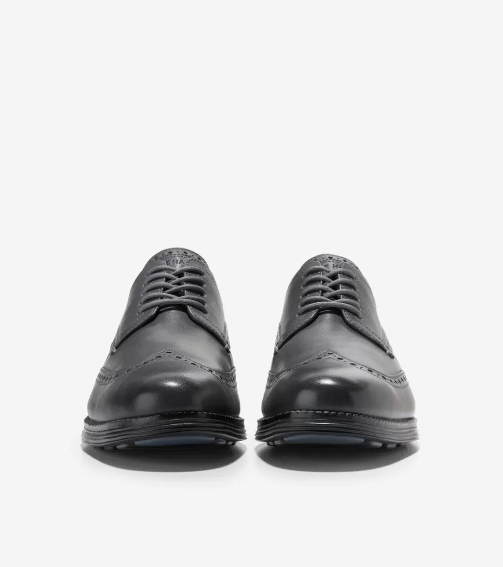 Cole Haan DRESS SHOES | OXFORDS^Men's ØriginalGrand Wingtip Oxfords TurbulenceGraySaffiano-Black