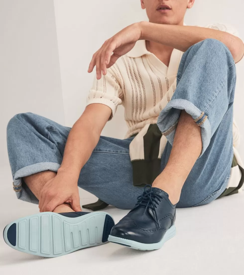 Cole Haan OXFORDS^Men's ØriginalGrand Wingtip Oxfords BlueWingTeal-CloudBlue