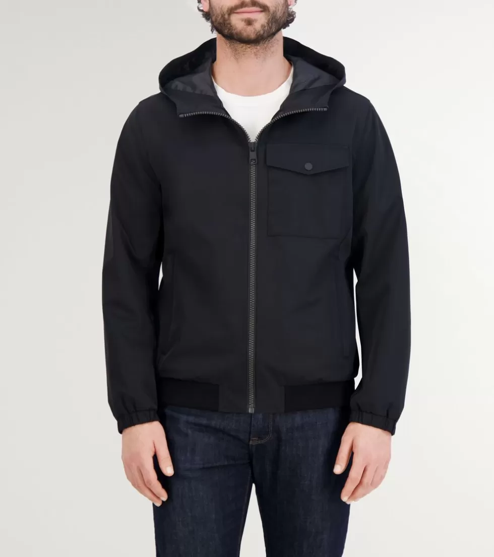 Cole Haan RAIN JACKETS | COATS & JACKETS^Men's Sleek Nylon Hooded Jacket Black