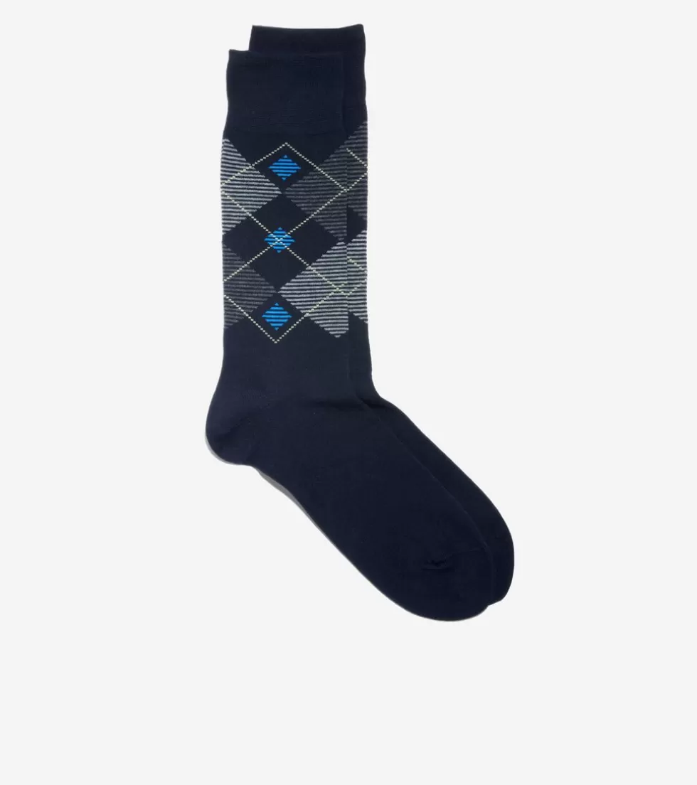 Cole Haan SOCKS | SOCKS^Men's Striped Diamond Dress Crew Socks Navy