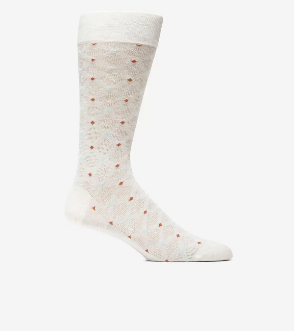Cole Haan SOCKS | SOCKS^Men's Textured Diamond Dress Crew Socks OatmealHeather