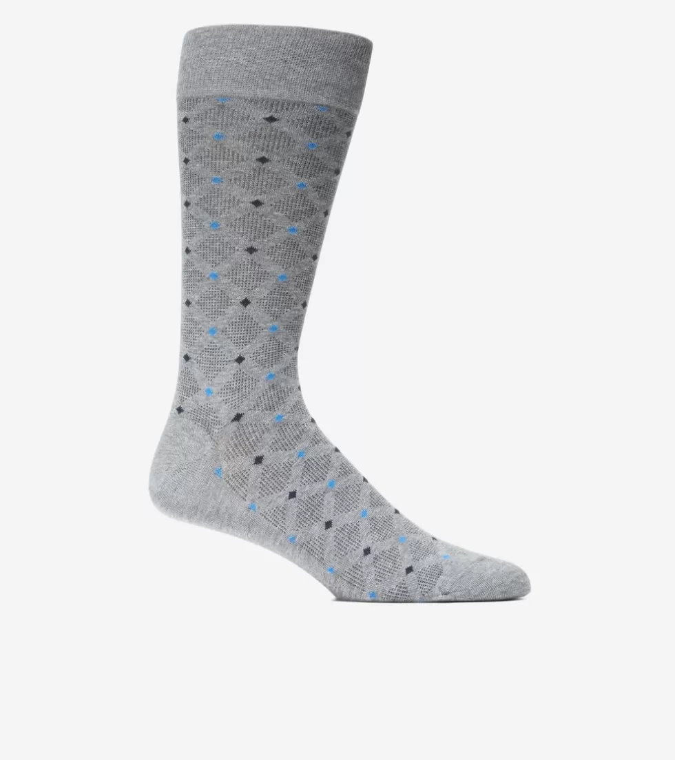 Cole Haan SOCKS | SOCKS^Men's Textured Diamond Dress Crew Socks MediumGrayHeather