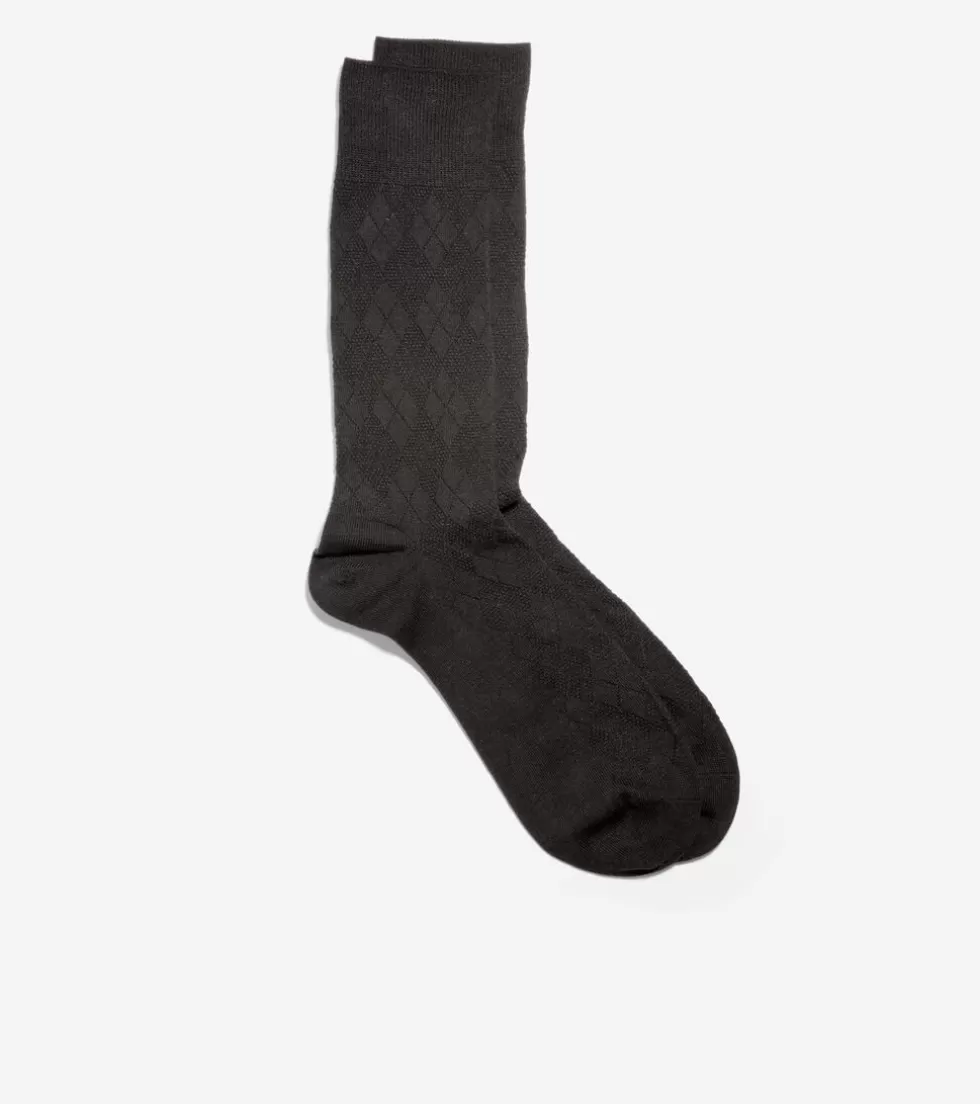 Cole Haan SOCKS | SOCKS^Men's Tonal Argyle Crew Socks Black