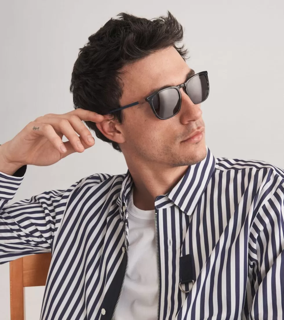 Cole Haan SUNGLASSES | SUNGLASSES^Rectangle Flex Horn-Rimmed Sunglasses BlueHorn