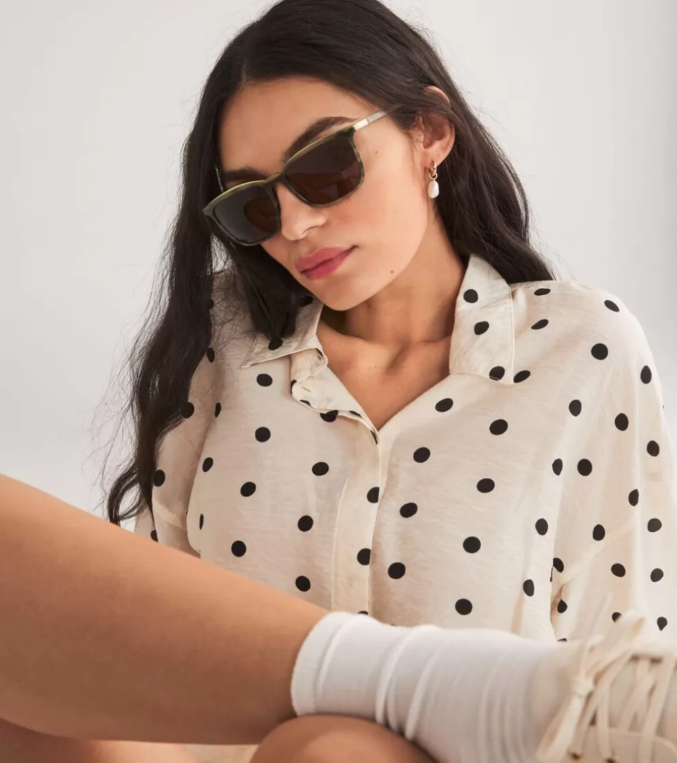 Cole Haan SUNGLASSES | SUNGLASSES^Rectangle Flex Horn-Rimmed Sunglasses OliveHorn