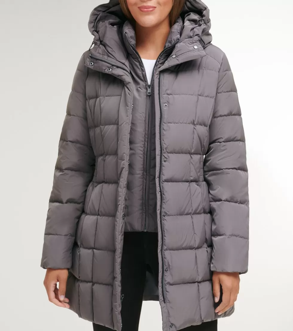 Cole Haan INSULATED JACKETS & COATS | SOFTSHELL JACKETS^Women's 32" Signature Hooded Taffeta Down Coat Carbon