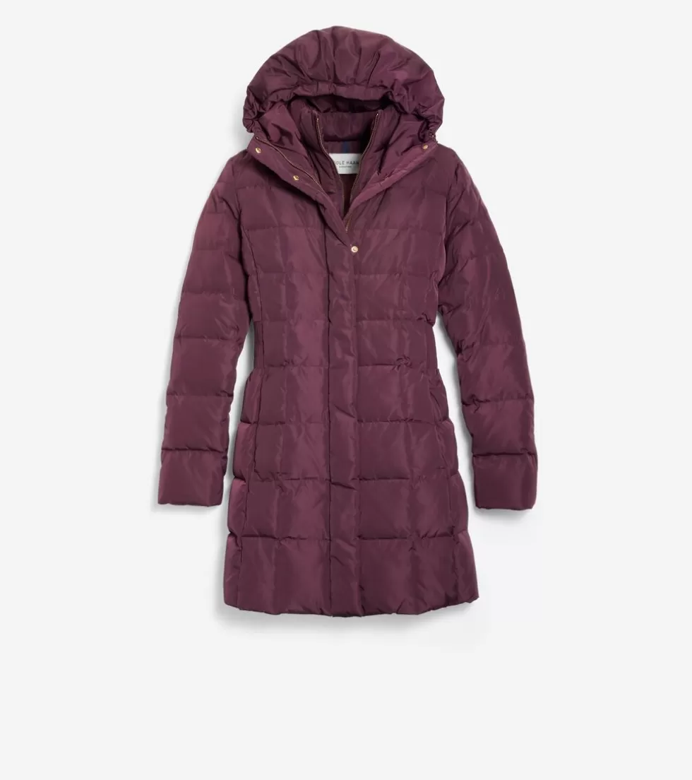 Cole Haan SOFTSHELL JACKETS | JACKETS & COATS^Women's 32" Signature Hooded Taffeta Down Coat Merlot