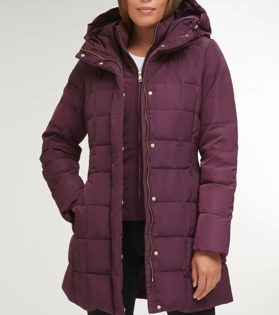 Cole Haan SOFTSHELL JACKETS | JACKETS & COATS^Women's 32" Signature Hooded Taffeta Down Coat Merlot