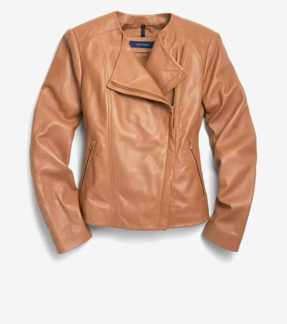 Cole Haan SUEDE & LEATHER JACKETS | JACKETS & COATS^Women's Asymmetrical Leather Jacket Hazelnut