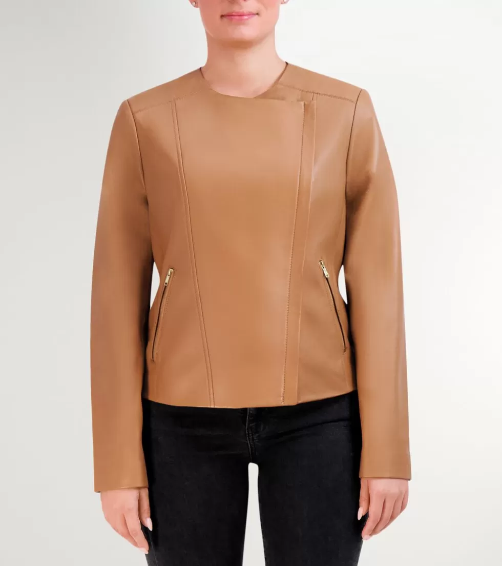 Cole Haan SUEDE & LEATHER JACKETS | JACKETS & COATS^Women's Asymmetrical Leather Jacket Hazelnut