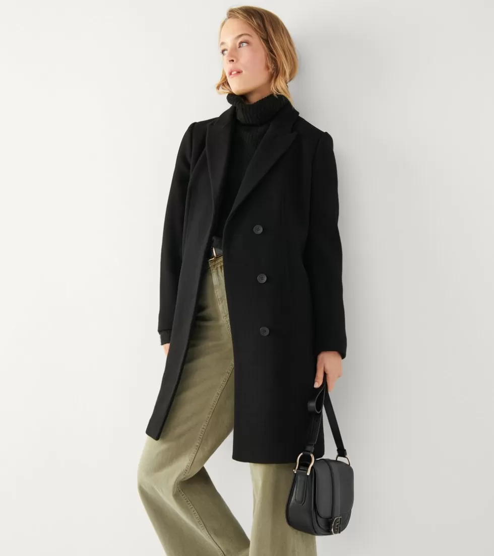 Cole Haan WOOL COATS & JACKETS | BLAZER & TRENCH JACKETS^Women's Asymmetrical Peak Lapel Coat Black