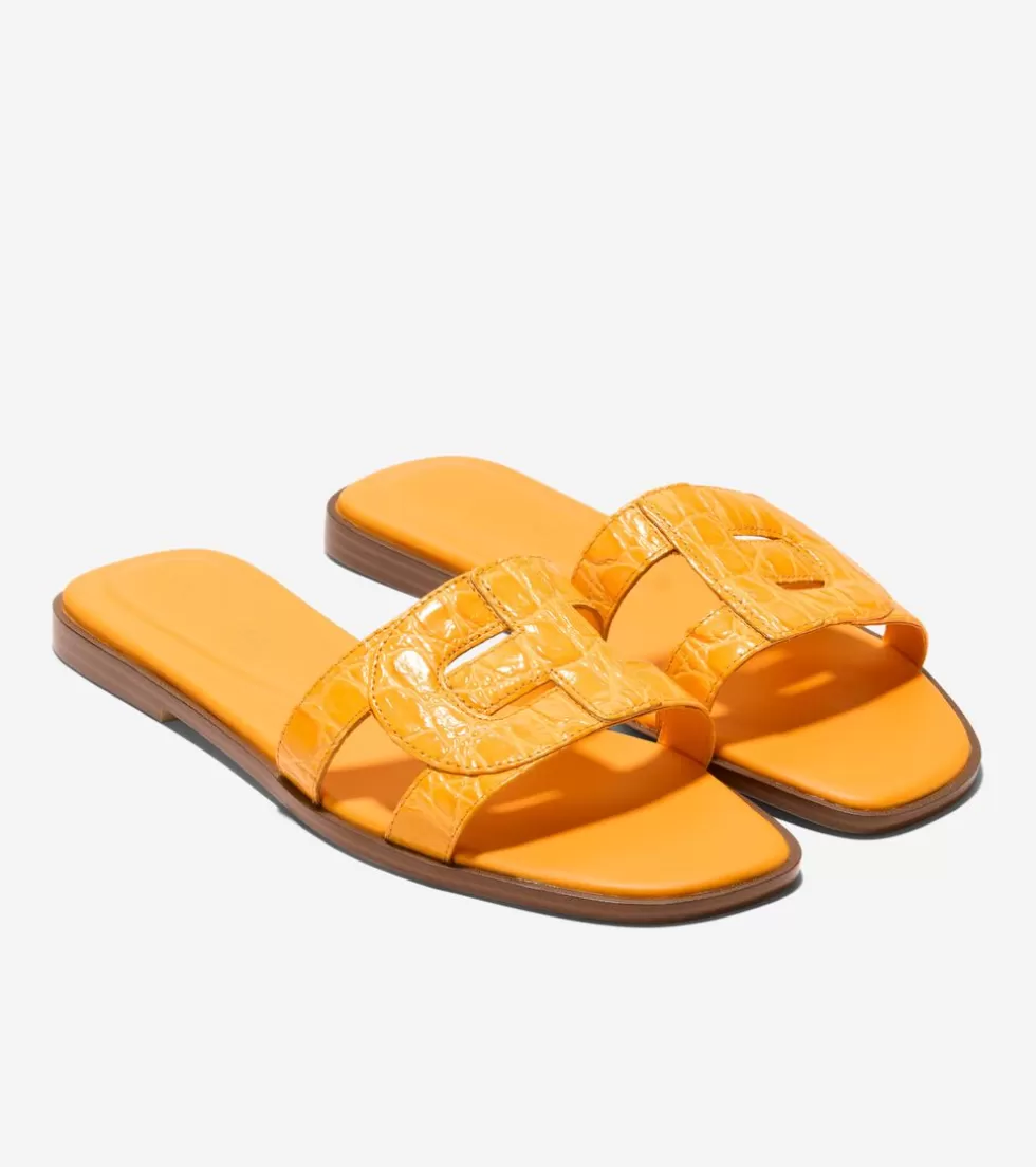 Cole Haan SANDALS^Women's Chrisee Slide Sandals SaffronYellowCrocPrint