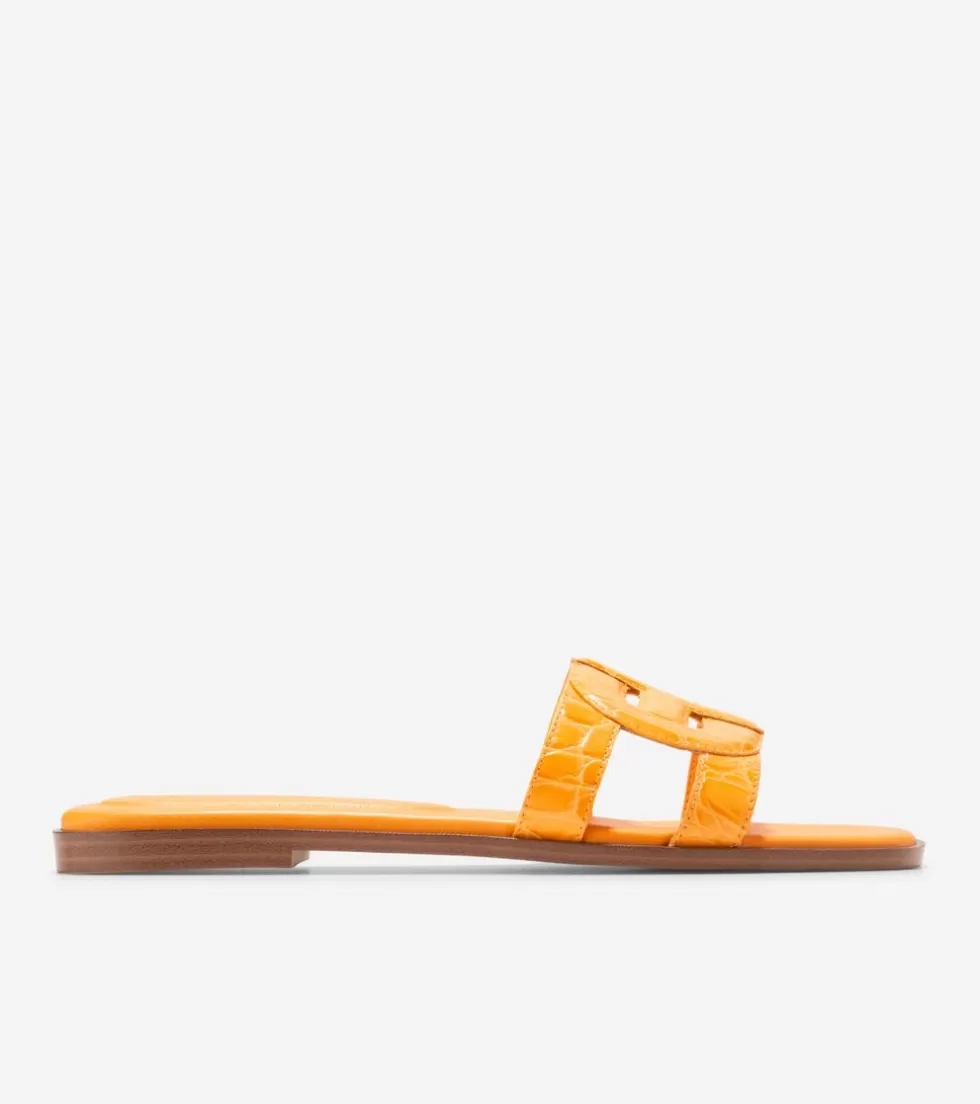 Cole Haan SANDALS^Women's Chrisee Slide Sandals SaffronYellowCrocPrint