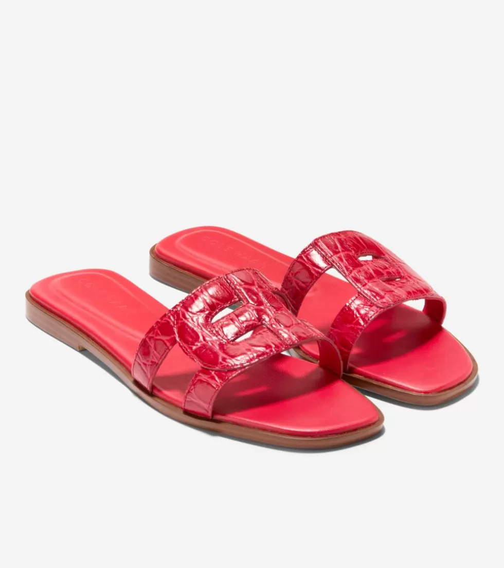 Cole Haan SANDALS^Women's Chrisee Slide Sandals TrueRedCrocPrint