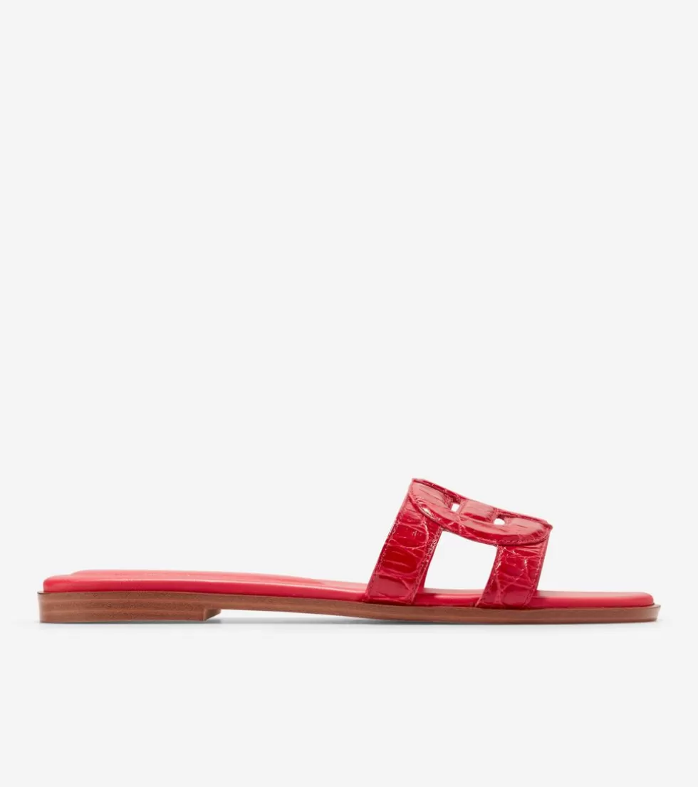 Cole Haan SANDALS^Women's Chrisee Slide Sandals TrueRedCrocPrint