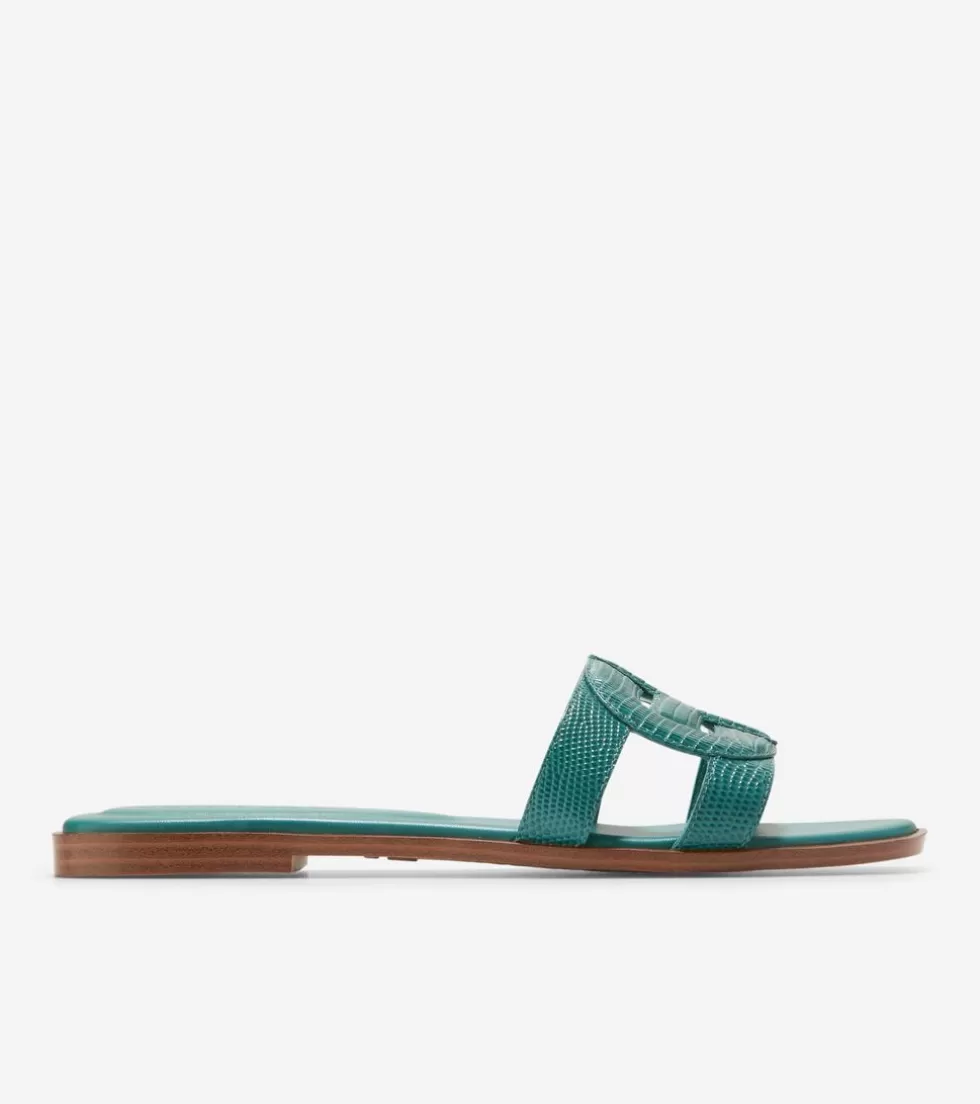 Cole Haan SANDALS^Women's Chrisee Slide Sandals GreenLizardPrint