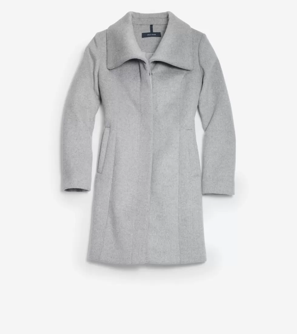 Cole Haan WOOL COATS & JACKETS | BLAZER & TRENCH JACKETS^Women's Convertible Collar Button-Up Coat LightGrey