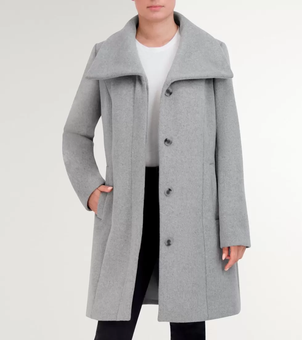 Cole Haan WOOL COATS & JACKETS | BLAZER & TRENCH JACKETS^Women's Convertible Collar Button-Up Coat LightGrey