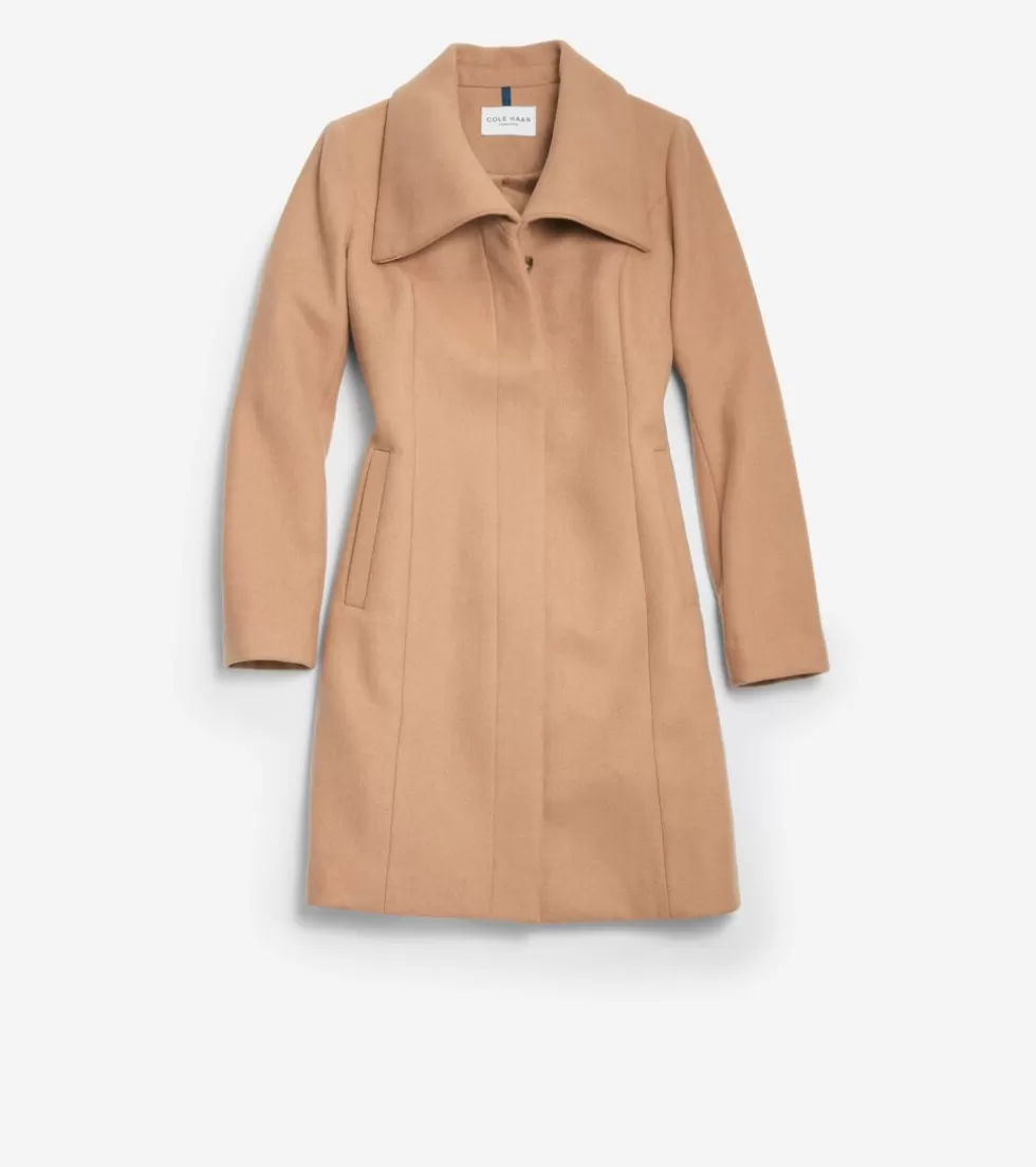 Cole Haan WOOL COATS & JACKETS | BLAZER & TRENCH JACKETS^Women's Convertible Collar Button-Up Coat Camel