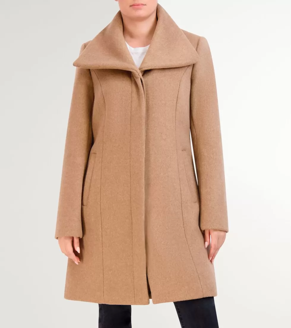 Cole Haan WOOL COATS & JACKETS | BLAZER & TRENCH JACKETS^Women's Convertible Collar Button-Up Coat Camel