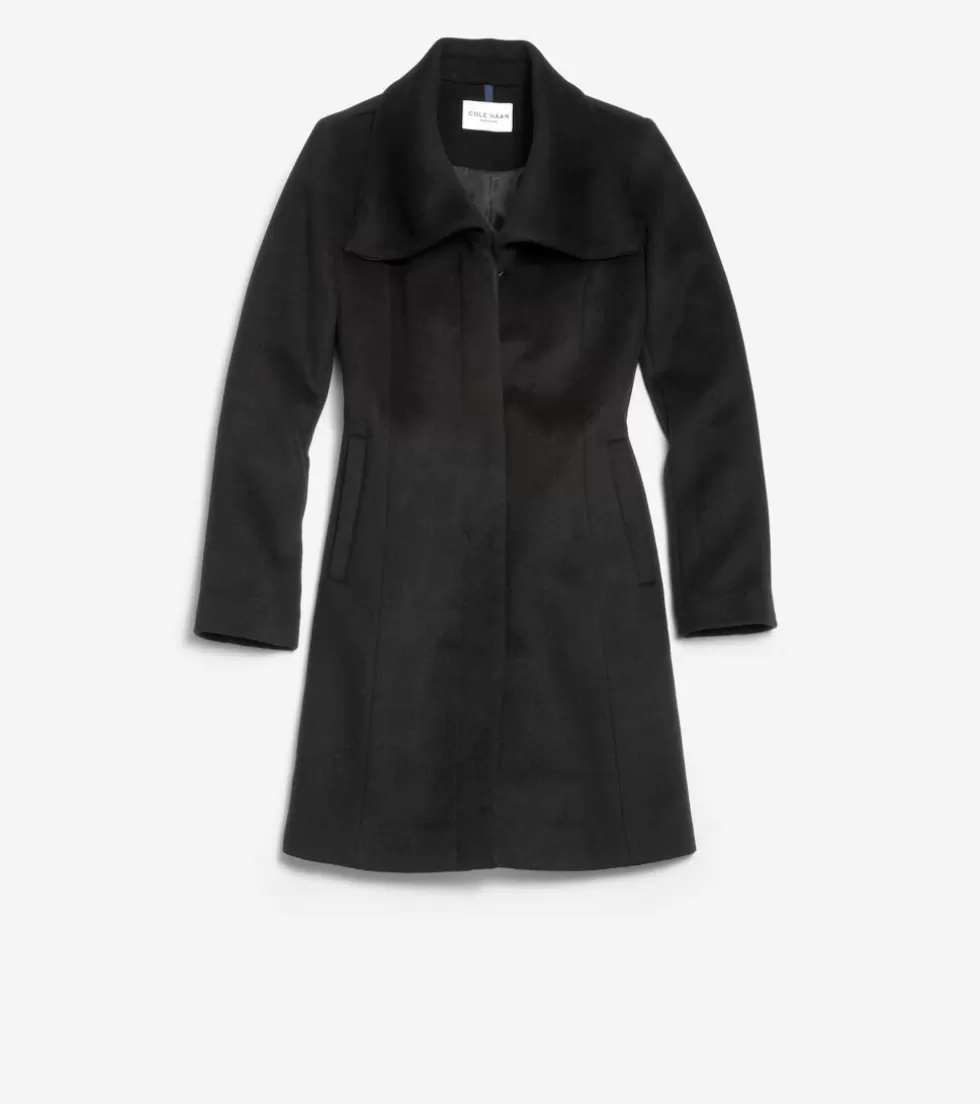Cole Haan WOOL COATS & JACKETS | BLAZER & TRENCH JACKETS^Women's Convertible Collar Button-Up Coat Black