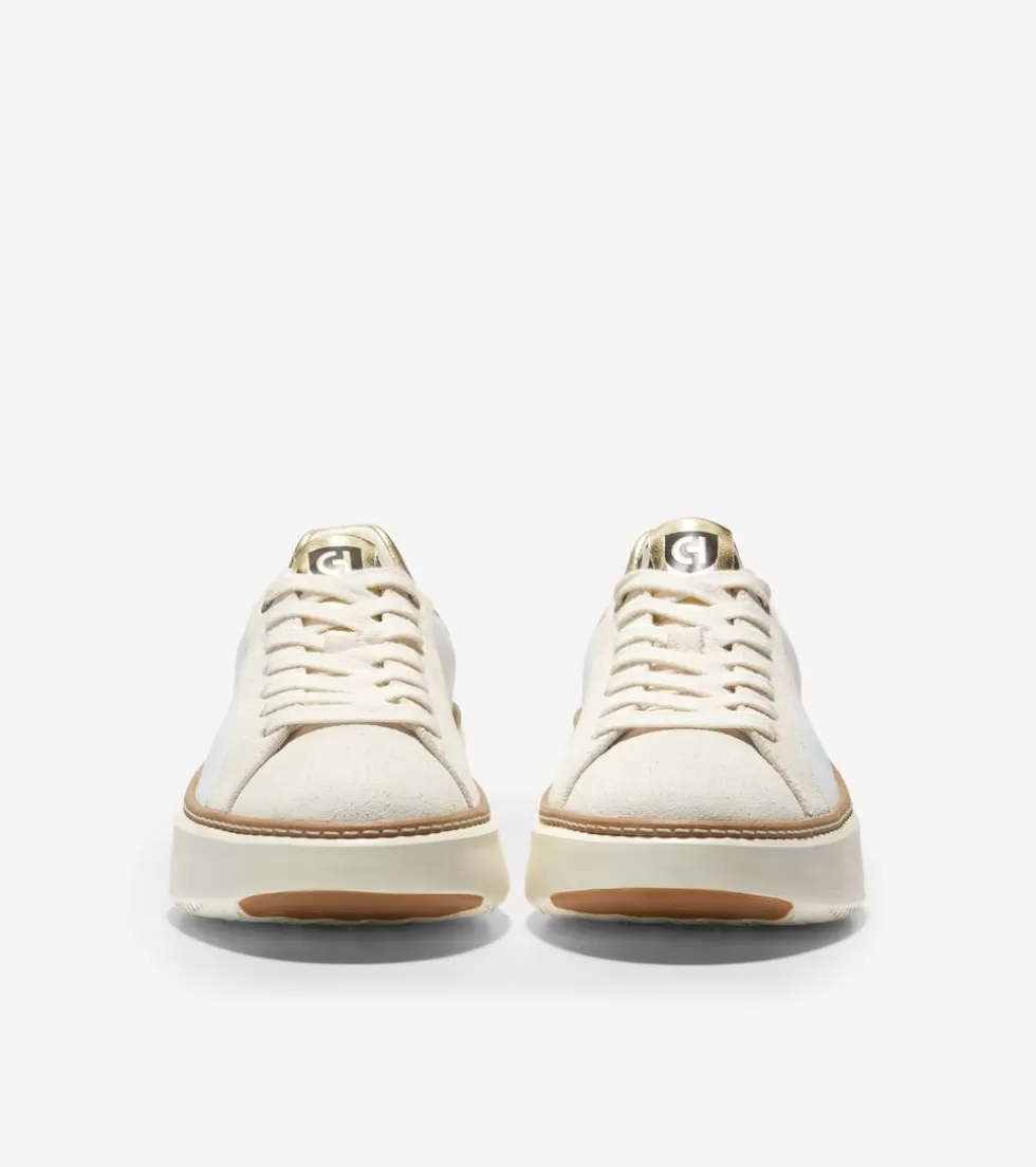 Cole Haan SNEAKERS^Women's GrandPrø Topspin Sneakers OpticWhite-Gold-LeopardPrint