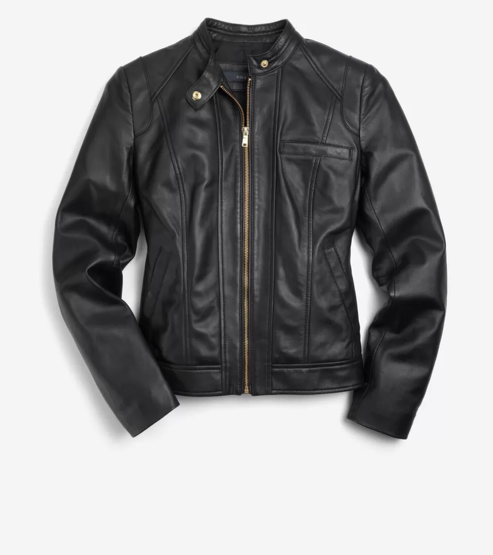 Cole Haan SUEDE & LEATHER JACKETS | JACKETS & COATS^Women's Lambskin Leather Jacket Black