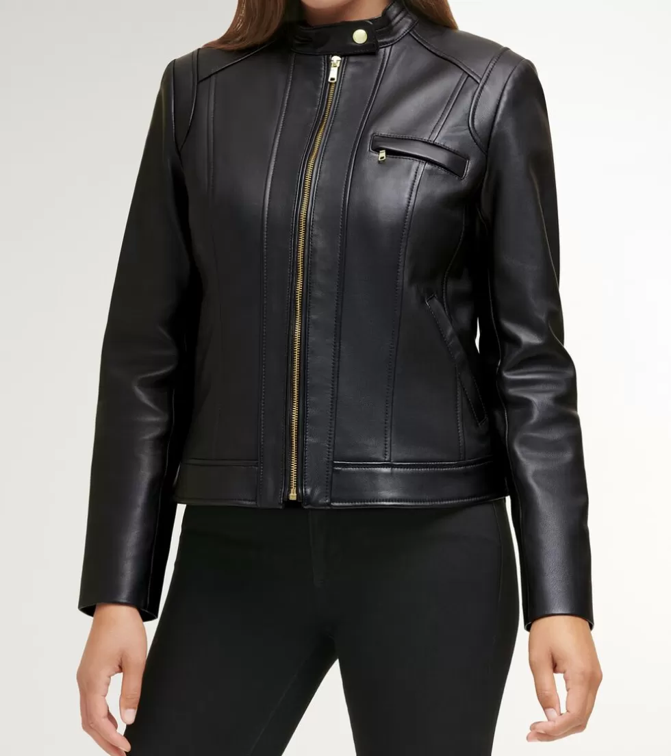 Cole Haan SUEDE & LEATHER JACKETS | JACKETS & COATS^Women's Lambskin Leather Jacket Black