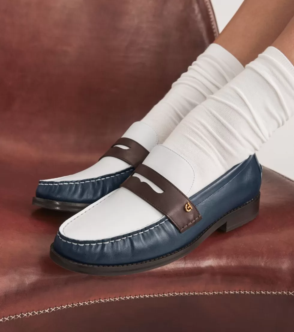 Cole Haan DRESS SHOES | LOAFERS & DRIVERS^Women's Lux Pinch Penny Loafers Ivory-Chocolate-BlueWingTeal