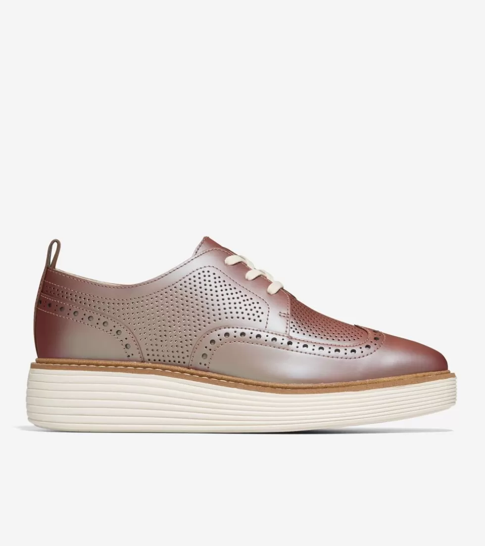 Cole Haan OXFORDS^Women's ØriginalGrand Platform Wingtip Oxfords Iridescent-Ivory