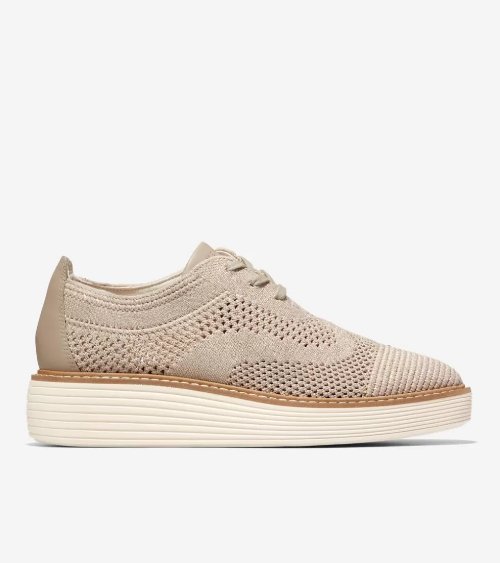 Cole Haan OXFORDS^Women's ØriginalGrand Platform Wingtip Oxfords RyeKnit-IvoryStitchlite™