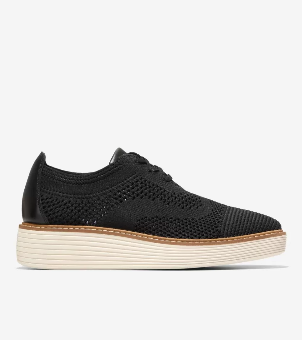 Cole Haan OXFORDS^Women's ØriginalGrand Platform Wingtip Oxfords BlackStitchlite™-Ivory