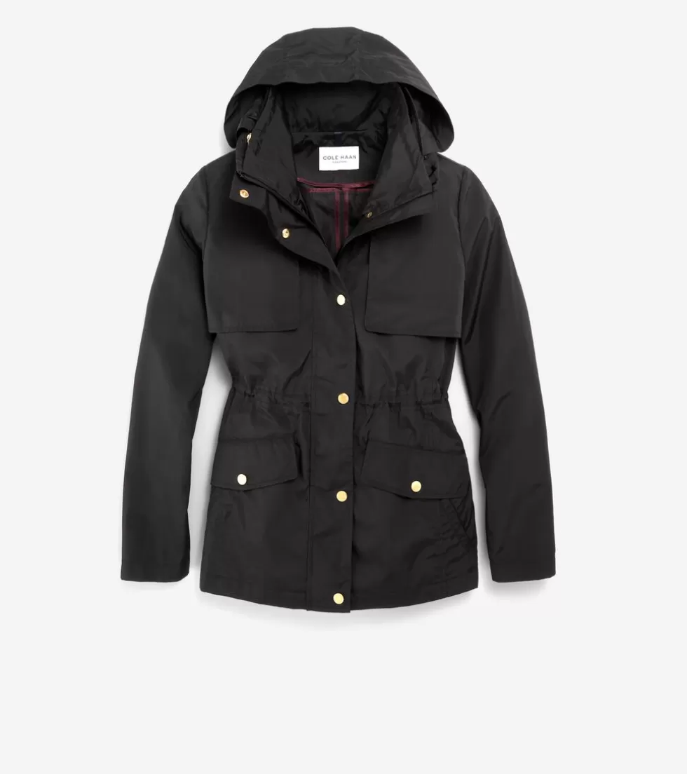 Cole Haan SOFTSHELL JACKETS | RAIN JACKETS^Women's Short Packable Hooded Rain Jacket Black