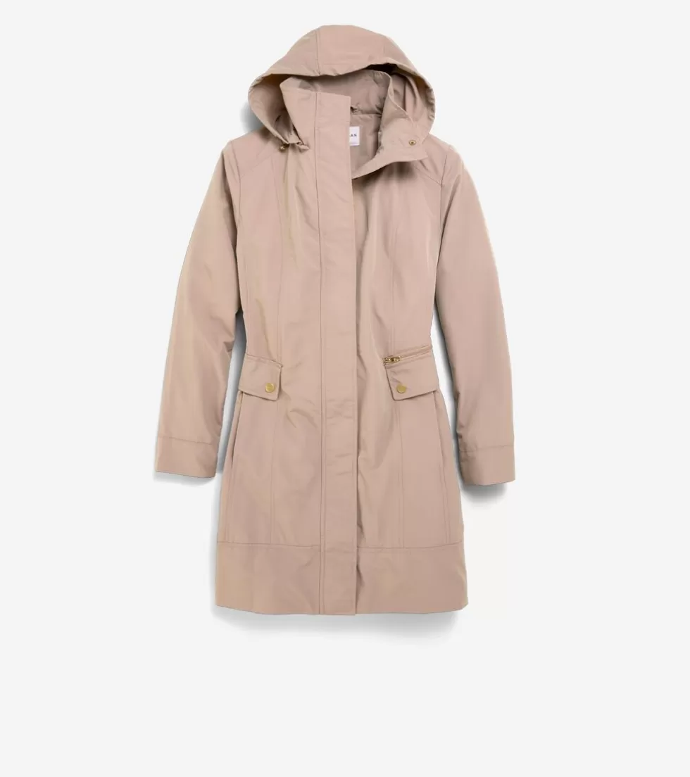 Cole Haan SOFTSHELL JACKETS | RAIN JACKETS^Women's Signature Packable Hooded Rain Jacket Champagne