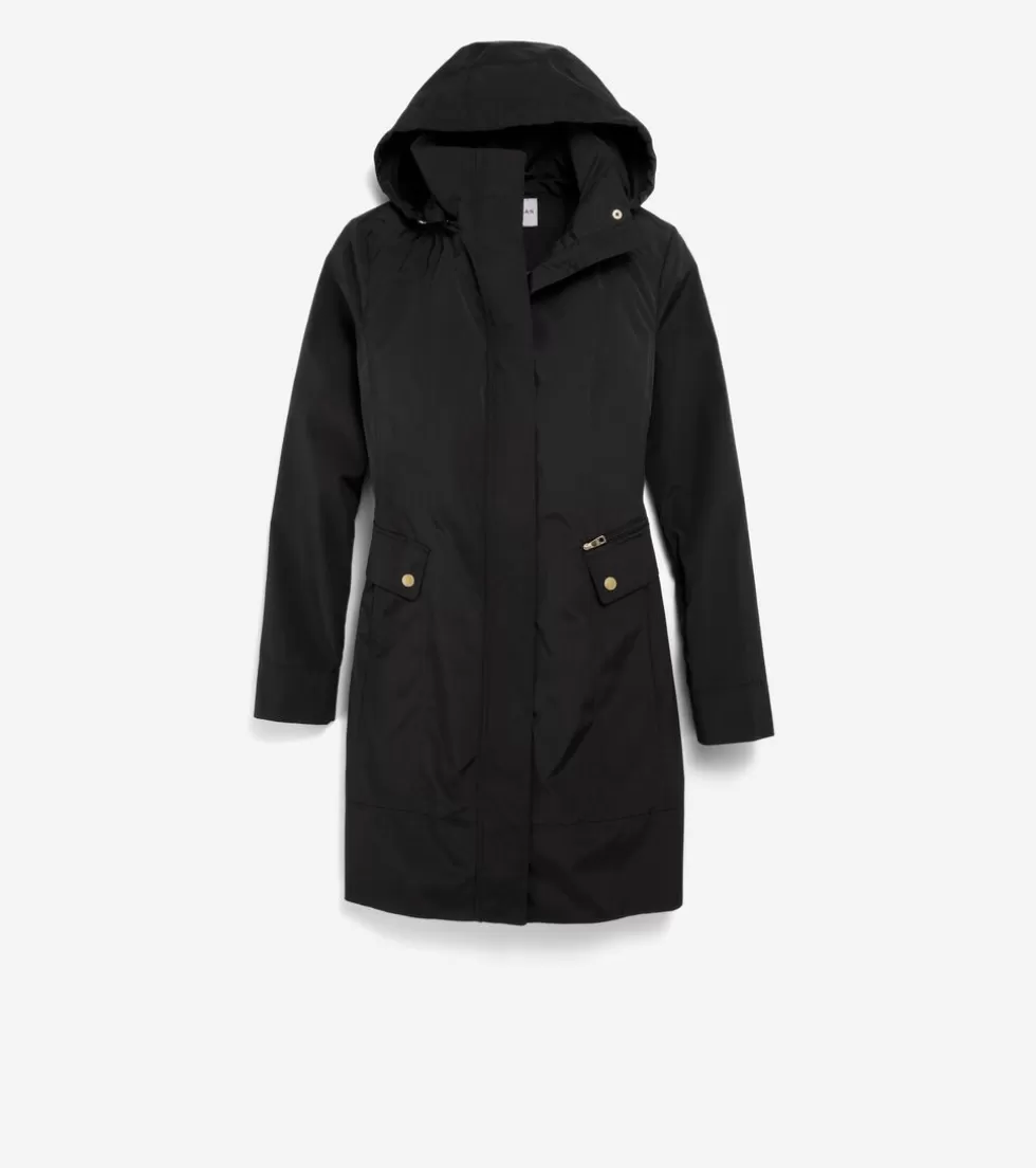 Cole Haan SOFTSHELL JACKETS | RAIN JACKETS^Women's Signature Packable Hooded Rain Jacket Black