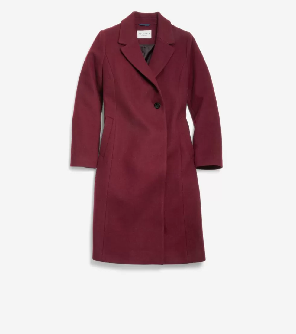 Cole Haan WOOL COATS & JACKETS | BLAZER & TRENCH JACKETS^Women's Slick Wool Asymmetric Coat Burgundy